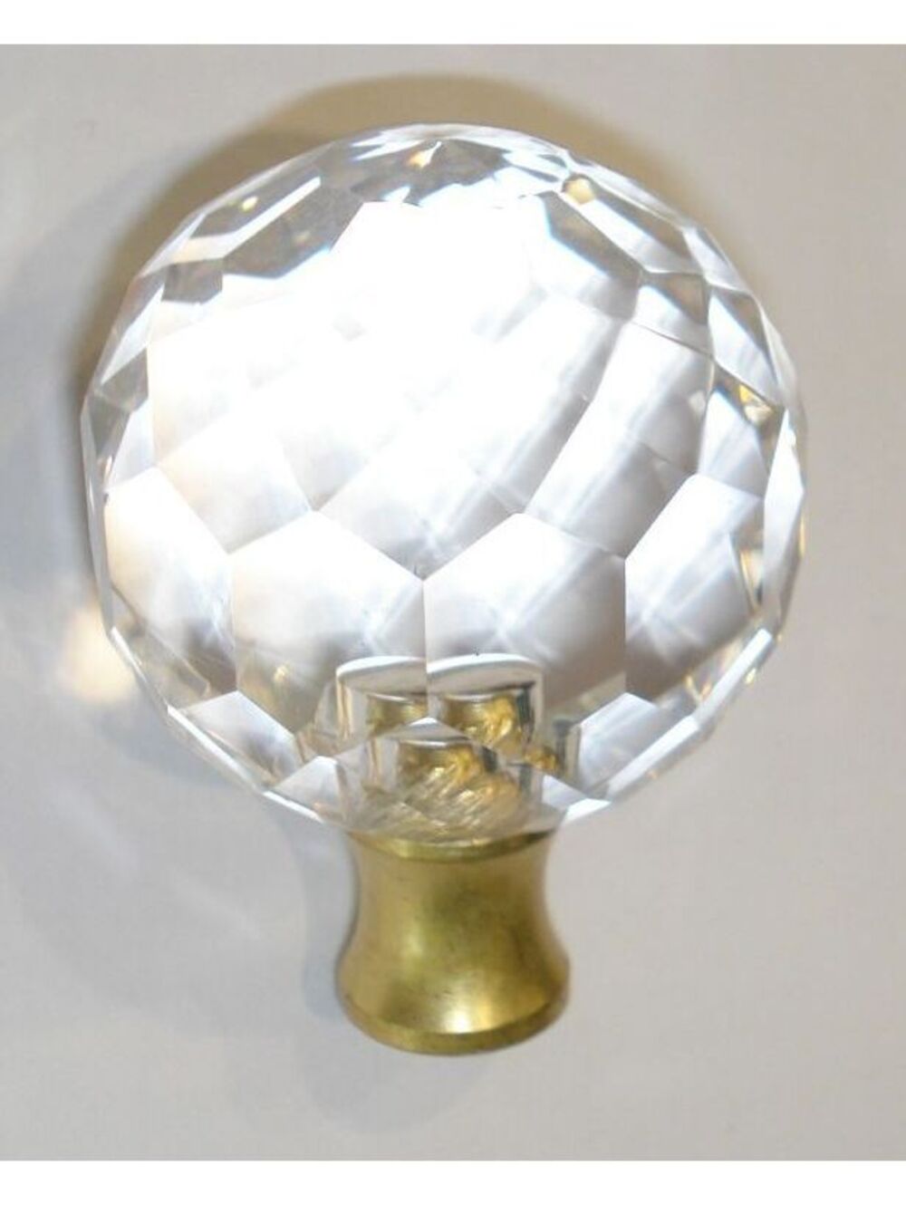 Vintage Cut Crystal Faceted Round Finial for Lamp Possibly Waterford